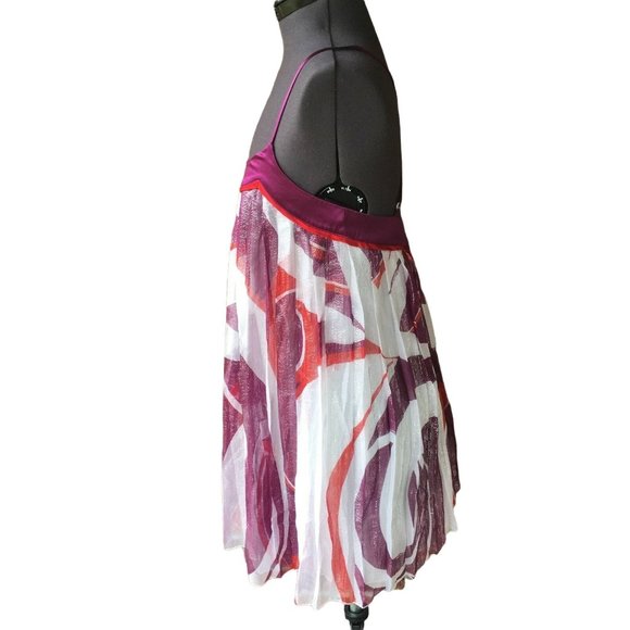 Bebe Spaghetti Strap Top Shimmer White Purple Red S Sheer Layered Baby Doll - Picture 9 of 10